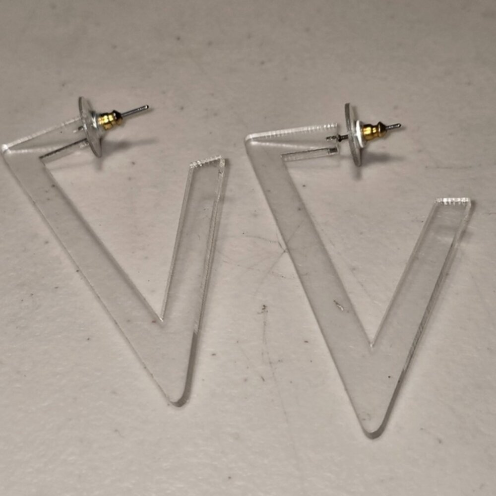 Vintage Geometric Futuristic Acrylic Triangle Earrings,